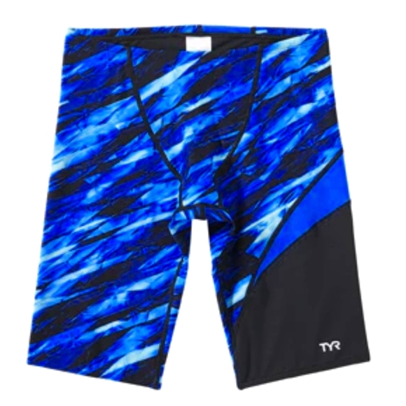 TYR Boys Vitric Wave‎ Jammer Blue Competition Swimsuit - Picture 1 of 8